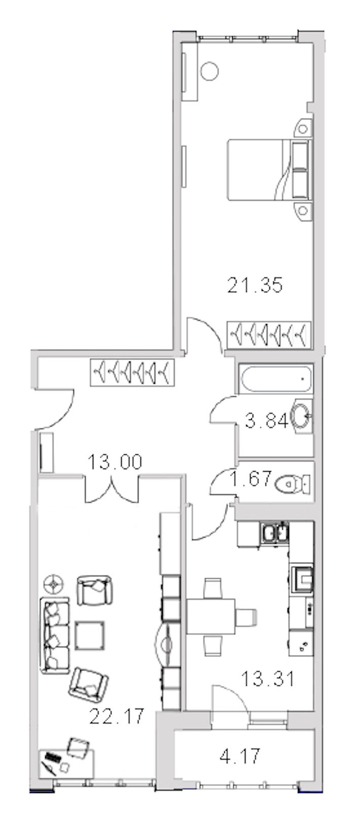 Двухкомнатная квартира в : площадь 79.6 м2 , этаж: 4 – купить в Санкт-Петербурге